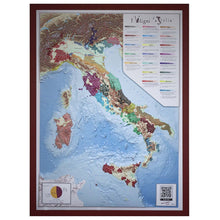 Afbeelding in Gallery-weergave laden, Wijn reliëf kaart van heel Italië. Alle wijngebieden en voornaamste druivenrassen. Barolo & Co
