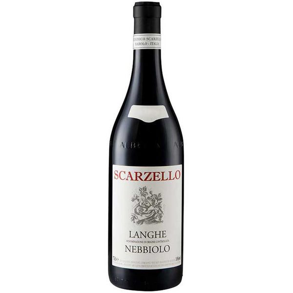Fles Scarzello Langhe Nebbiolo DOC 2023, rode wijn uit Barolo, Piemonte.